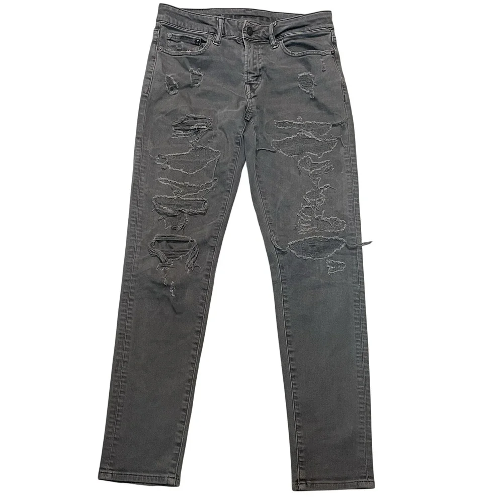 American Eagle AirFlex‎ 360 Skinny Jeans Men's 29x32 Gray Distressed